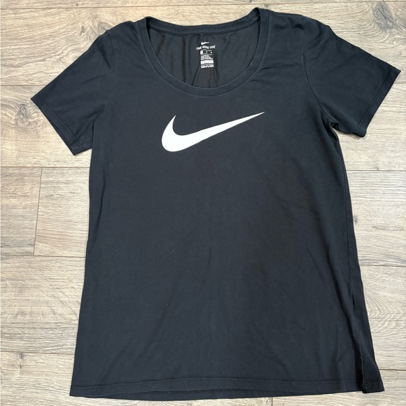 Nike Women's Black Tee with White Logo - Picture 1 of 2